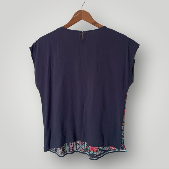 Savanna Jane Floral Boho Embroidered Cap Sleeve Top in Multicolor Blue, Medium - Picture 8 of 9